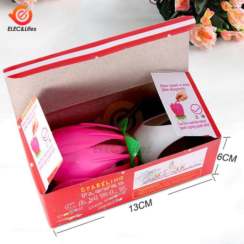 Birthday Cake Candle Lotus Flower Musical Candle Art Candle Lights For Christmas Festival Decoration Kid Wedding Party