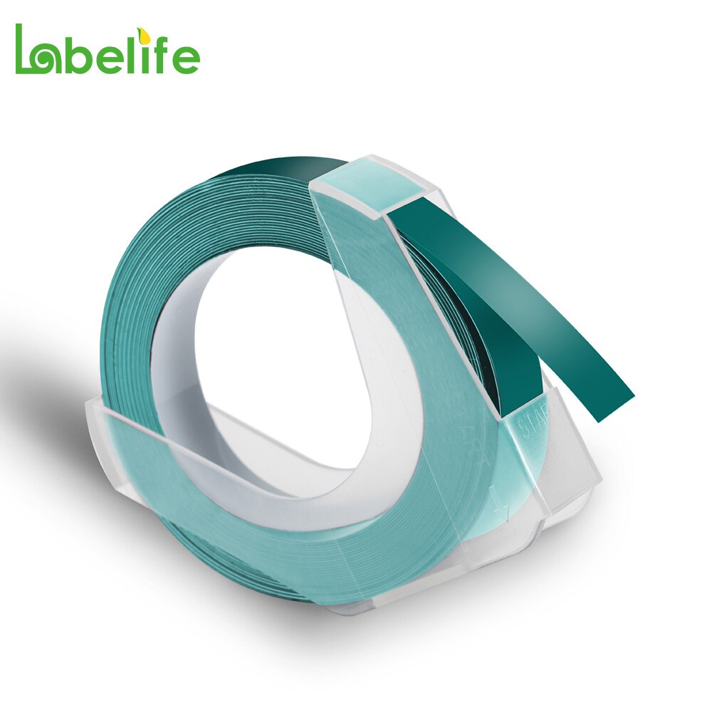 5Pack 9mm 3D Präge PVC Label Bänder Kompatibel für Dymo Label Maker 1880 12965 Manuelle Label Makers für motex E101 DYMO 1610: 5PK Lake Green