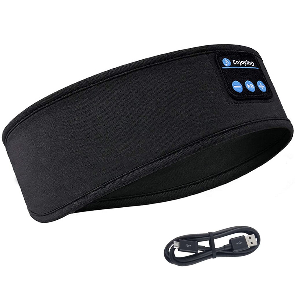 Fascia Bluetooth 5.0 Sport USB musica Wireless Running Head Band Sleeping Head Wear, nero/grigio: Black