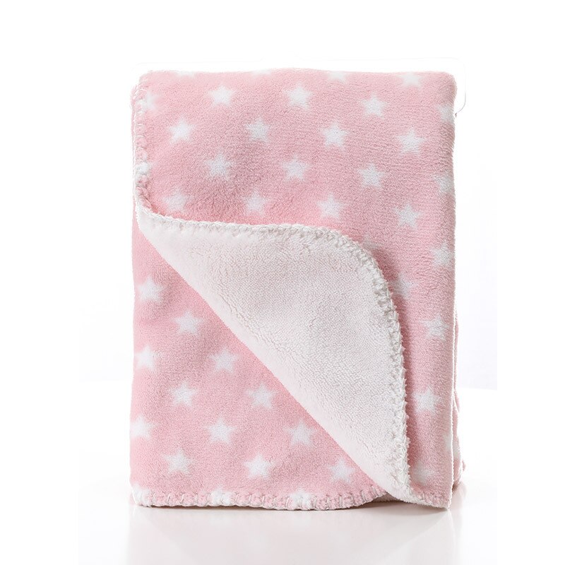 2 lager tjock vinter barnfilt grå stjärna supermjuk fluffig småbarn babyfilt sängkläder täcke linda baksätesfilt: Rosa / 75 x 100cm