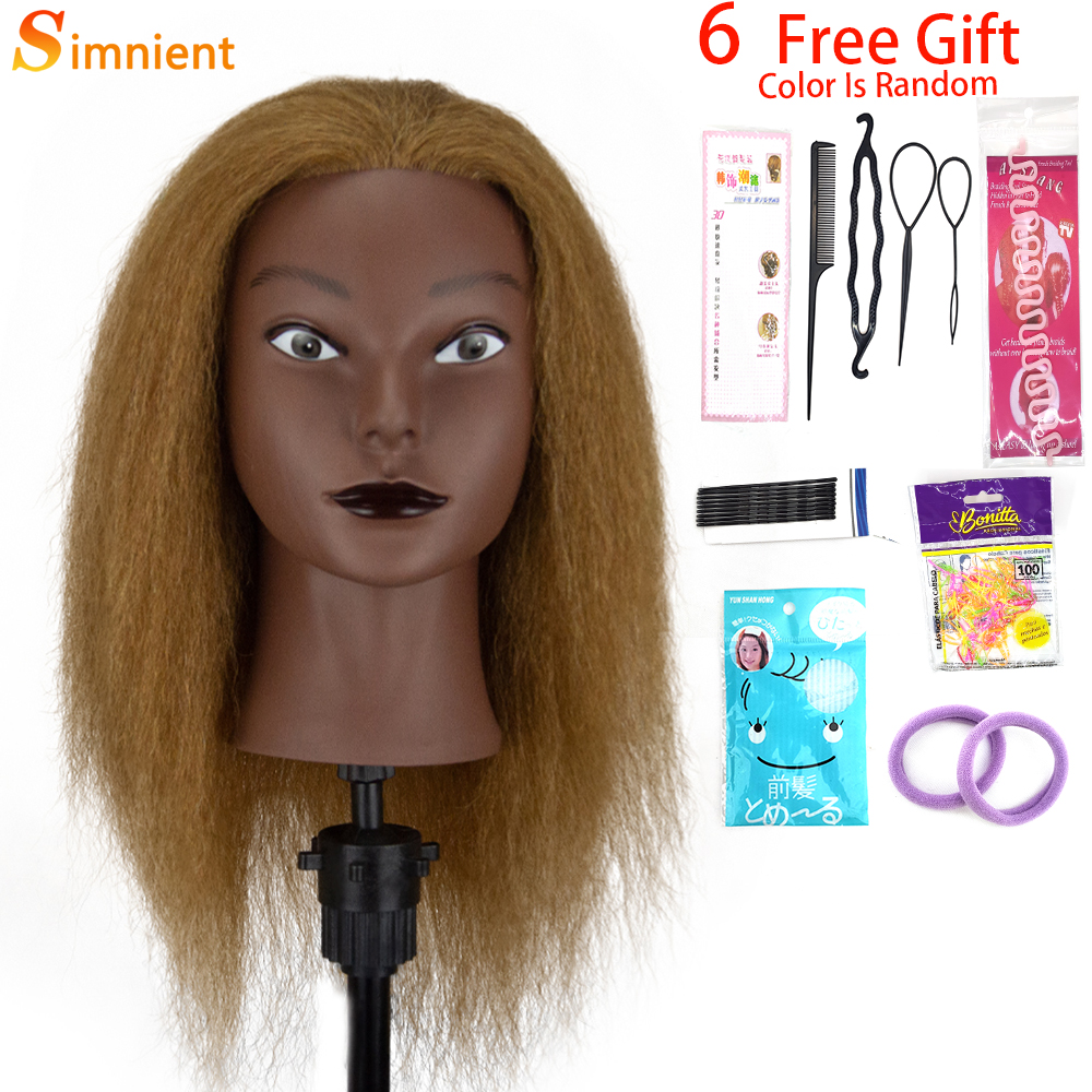 Cabezas de Maniquí Afro para trenzar muñecas de pelo Maniquí, modelo de peluquería de entrenamiento humano Real, Kit de peluquería Natural para mujeres, pelucas: Plata