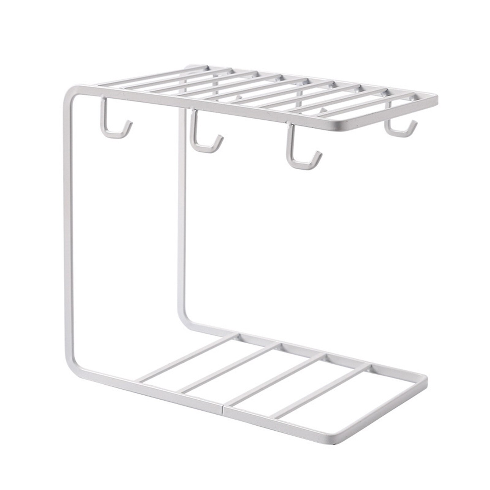 Household Water Cup Hanger Simple Style Solid Color 6 Hooks Glass Coffee Cup Holder Storage Draining Rack