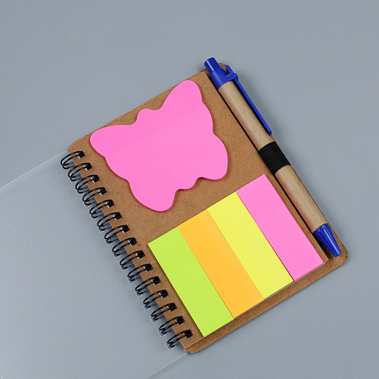 1 PC Briefpapier Kraftpapier Dagboek Creatieve Note Spoel Notitieblok met pen Eenvoudige Notebooks Sticky Notes levert PH100: Roze