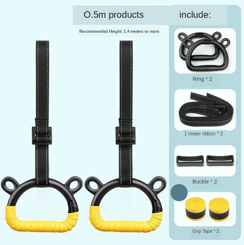 Kids Gymnastics Rings with Heavy Duty Adjustable Straps Hand Tapes for Fitness Pull-Ups Cross Strength Training Gym Equipment: 1M