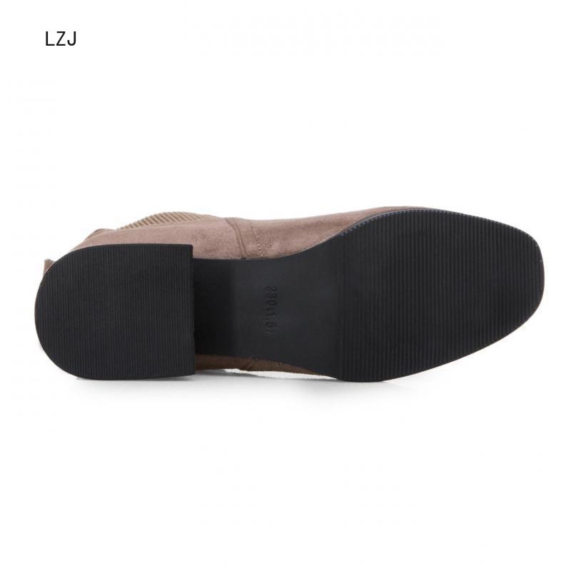 automne hiver bottes femmes Camel noir pour les femmes talon épais sans lacet dames chaussures Bota Feminina 35-43 chaussette noir bottine