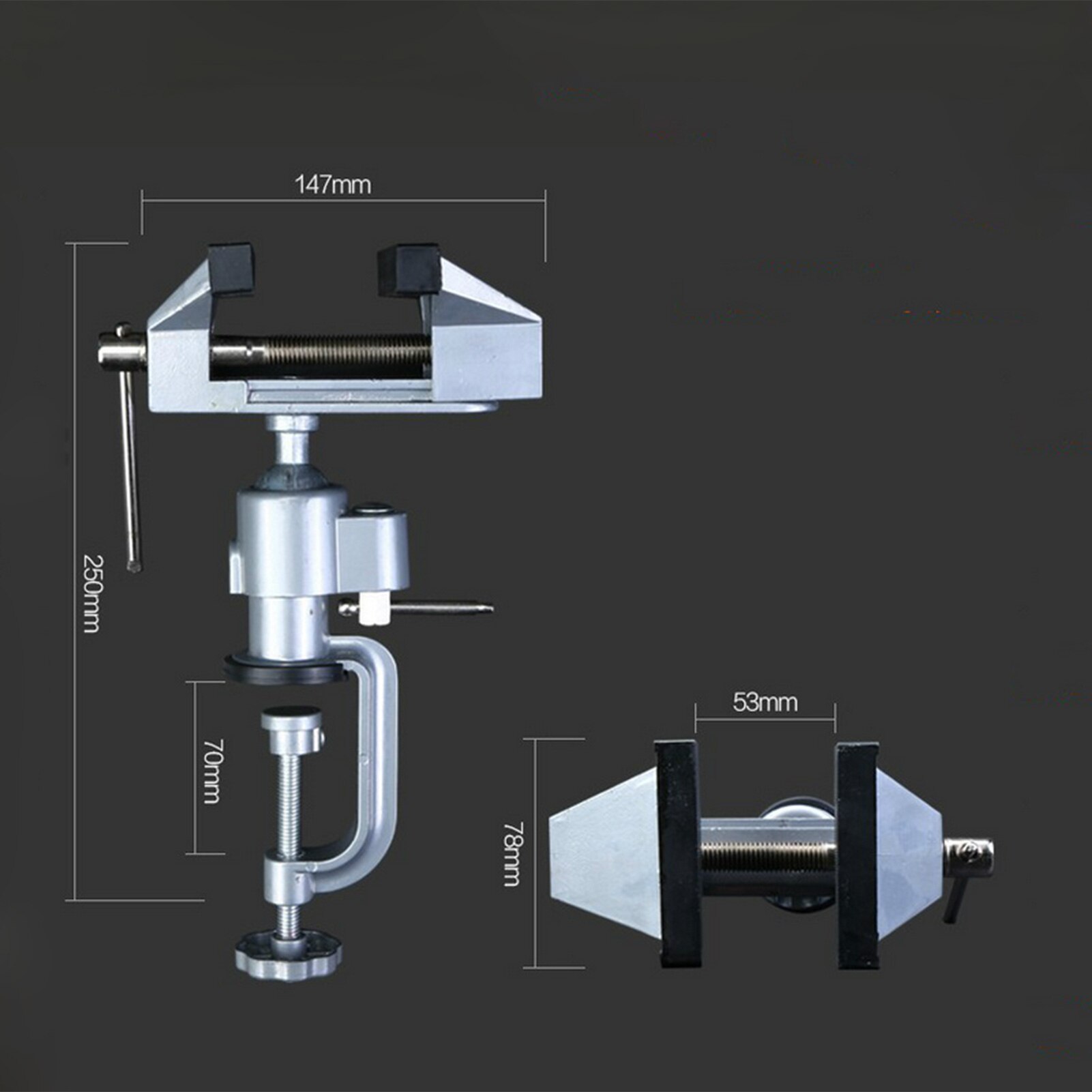 2-In-1 360 Graden Roterende Tafel Bankschroef Multifunctionele Aluminium Swivel Bankschroef Klem Elektrische Boor Stand roterende Tool