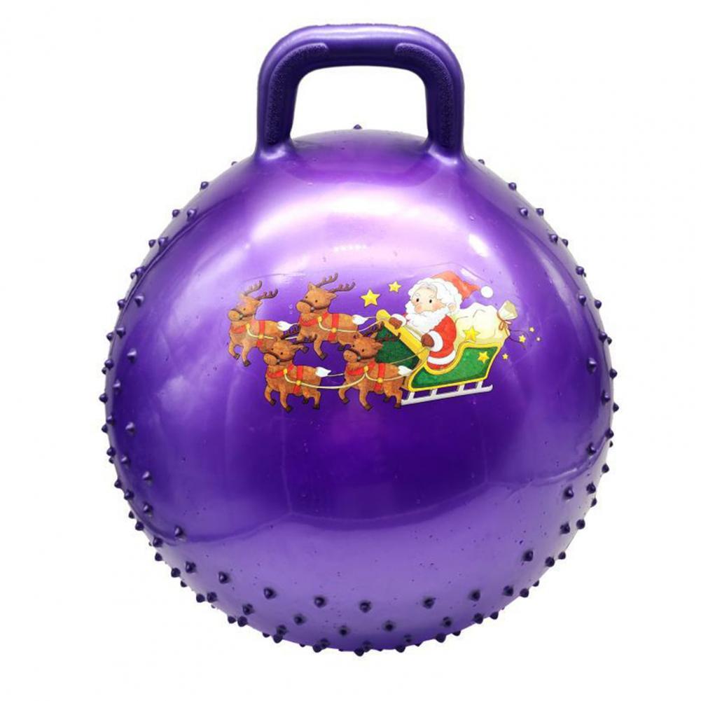 PVC Yoga Ball Set Anti-burst Inflatable Christmas Theme Handle Bouncy Ball Set for Physical Fitness: Purple