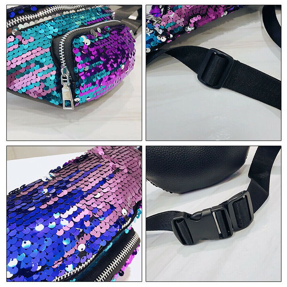 Vrouwen Dames Mode Sequin Taille Fanny Pack Meisjes Draagbare Reizen Portemonnee Telefoon Pouch Bum Bag
