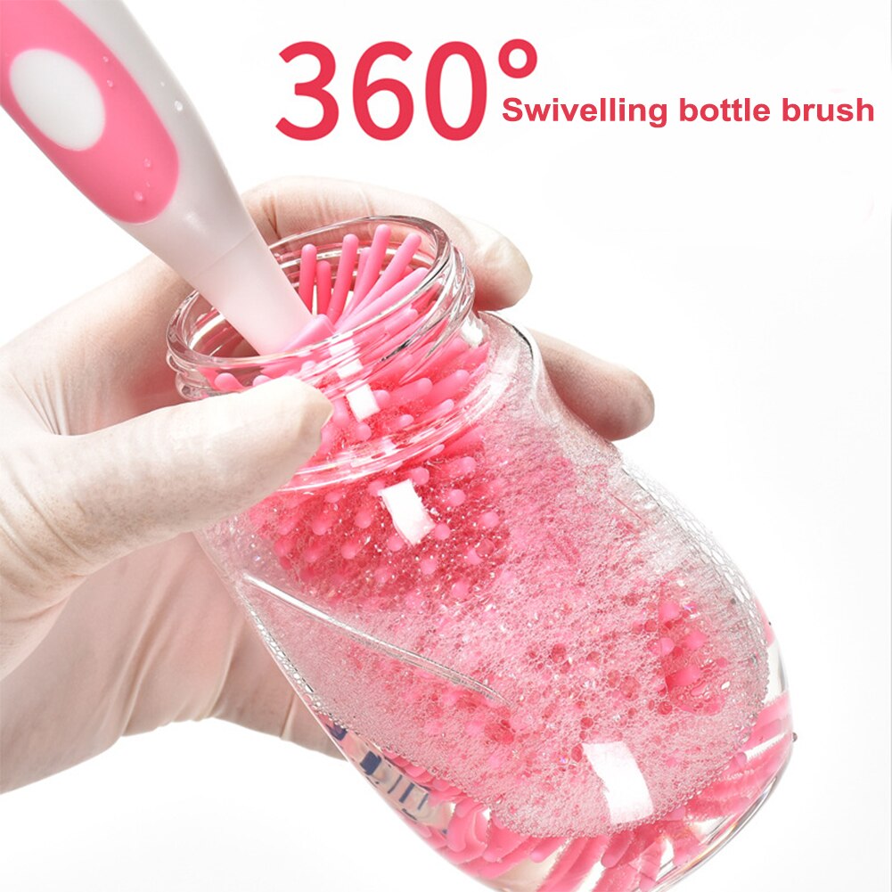 Temperature Resistance Multifunctional Kitchen Spout Tube Teat Rotary Handle Feeding Bottle Brush Washing Cup Cleaning Household