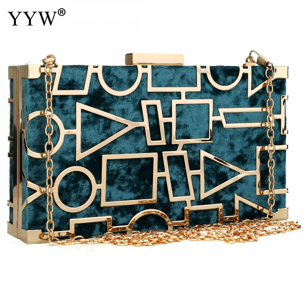 Zinklegering Clutch Tassen Voor Vrouwen Avondtasje Vrouwen Beroemde Mode Elegante Geometrische Chain Schoudertas Doos Koppelingen