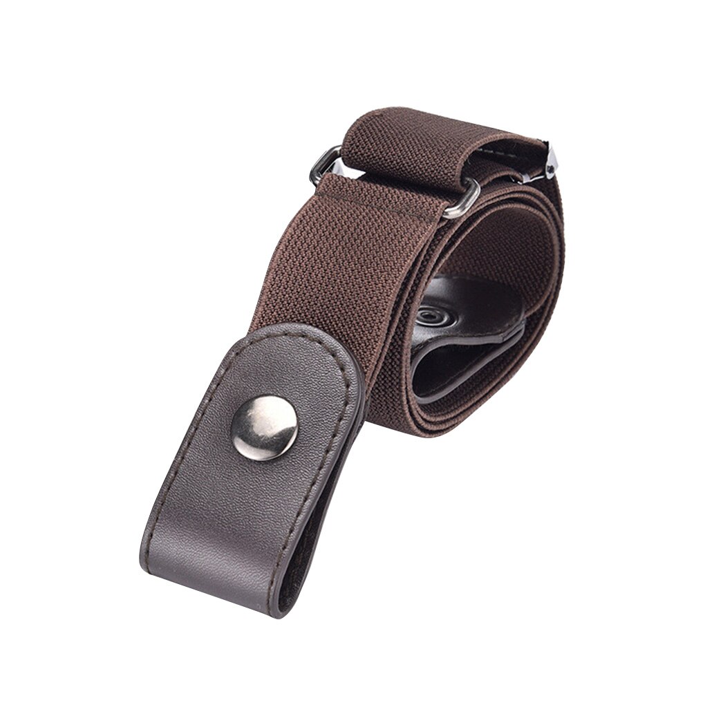 Easy Belt Without Buckle free Belts For Women Female waist Elastic stretch Jeans hidden Invisible Woven Fabric Unisex Waist Belt: brown