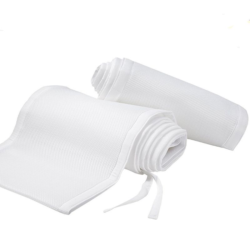 4 côtés bébé respirant maille berceau doublure bébé lit pare-chocs maille enfants pare-chocs berceau doublure bébé lit ensembles lit autour du protecteur: WHITE
