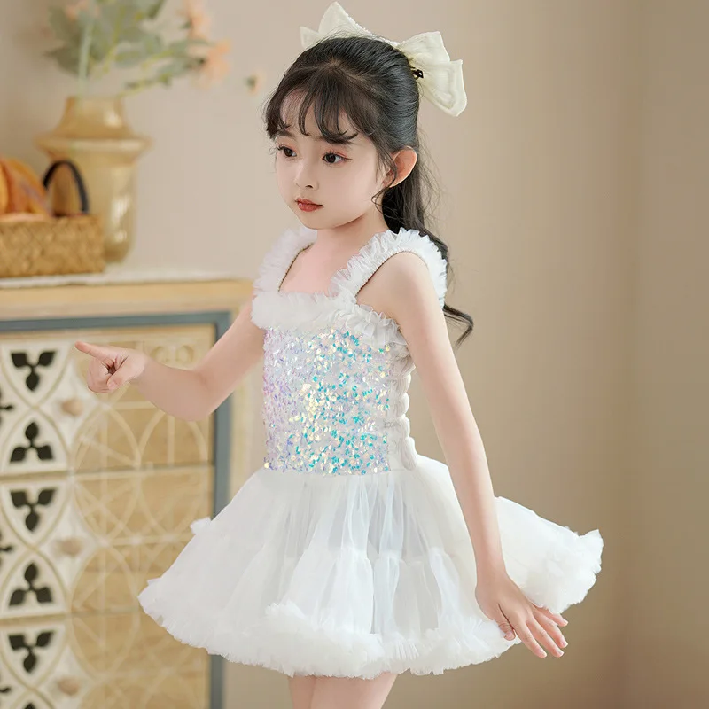 Falda de tul estilo princesa, bonito vestido de actuación para niña, ropa de verano para niños, vestido de baile de cuento de hadas, traje para niña pequeña