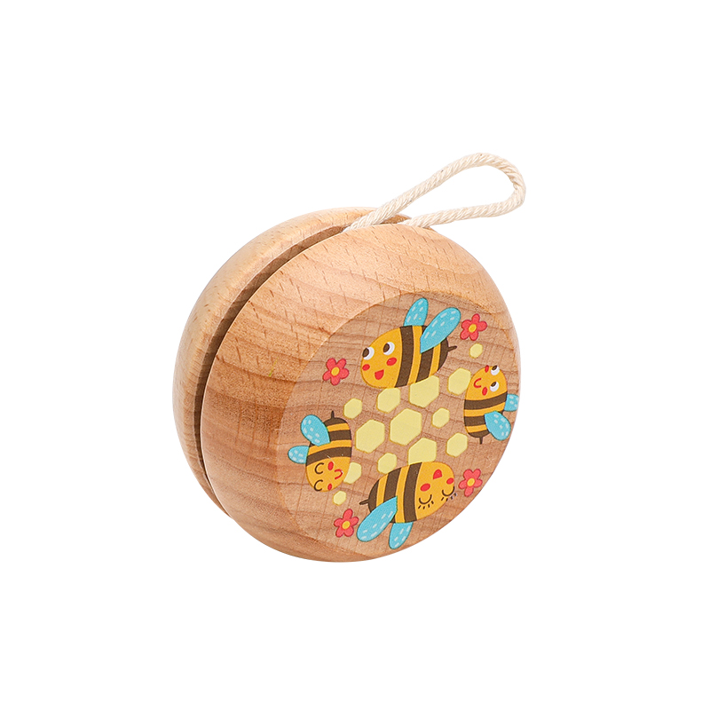 Cartoon Wooden Yo-yo Ball for Children Color Painted Wood Toys Hand Flexibility Training Classic Educational Toys Birthday: Bee