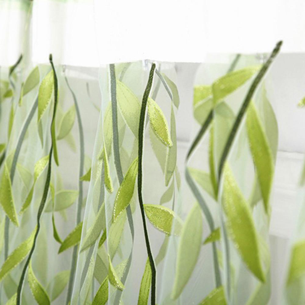 Cortina de Sauce de hilo de vidrio de árbol para el hogar, cortina de tul para decoración de habitación, paneles transparentes, cortinas colgantes de varilla verde y púrpura para decoración del hogar