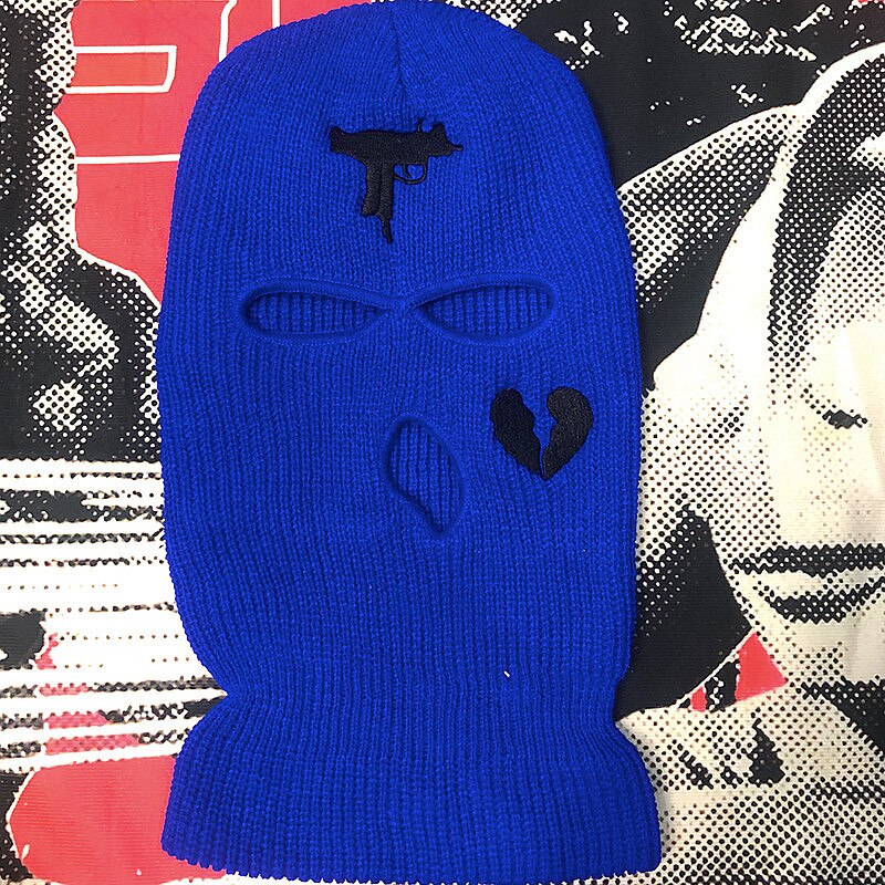 Passamontagna per casco da motociclista Bandana da uomo nera antivento moto Scooter maschera da sci a maglia calda cappello invernale copricapo sciarpa maschera: biue