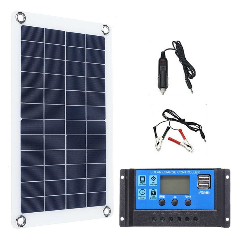 30W Solar Panel Battery Charger USB Kit Complete Solar Cell Smart Phone Portable Flexible Power Bank Camping Car Rechargeable
