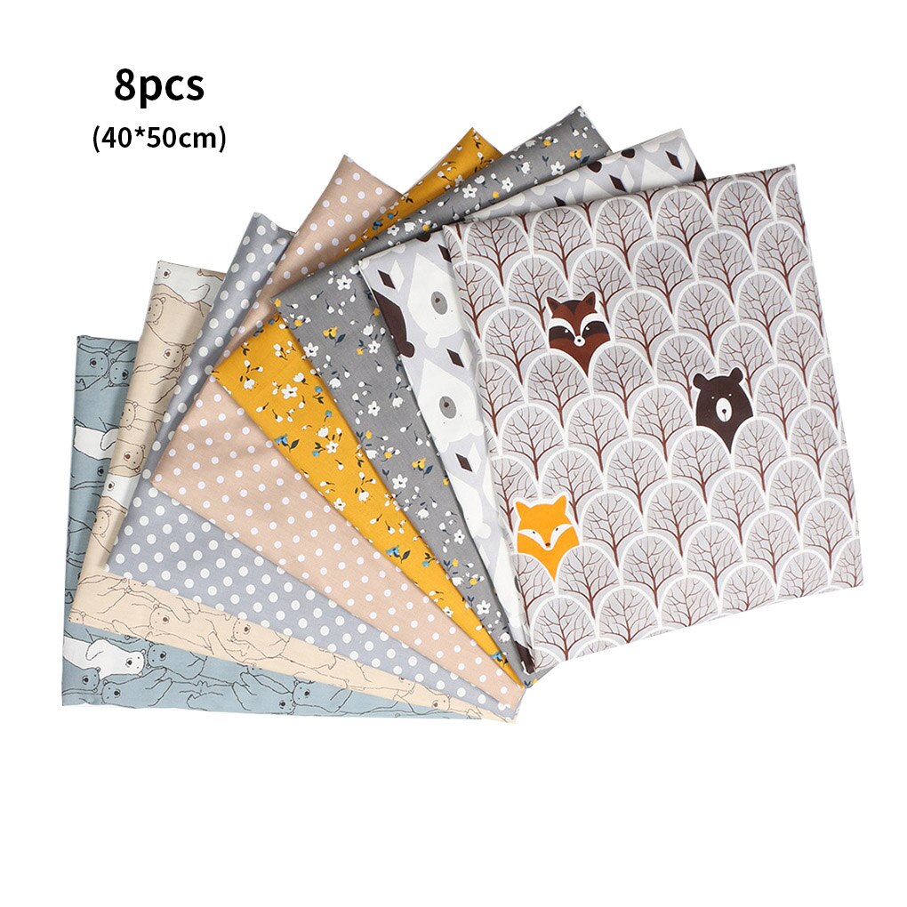 8 Stuks Cartoon Print Katoen Stof Patchwork Naaien Doek Diy Handwerk Katoen Stof Hand Naaien Levert Glad Katoen Stof: 40x50cm