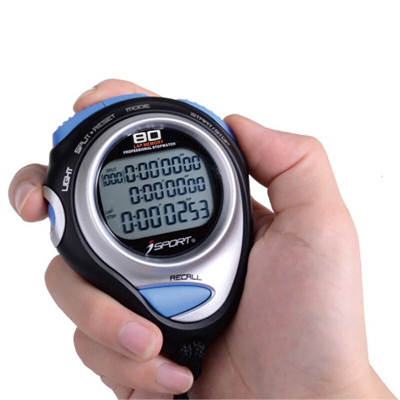 Digitale Professionele 80 Ronden Geheugen handheld Stopwatch Drie Rij Sport Counter Timer Professionele Atletiek Stopwatch