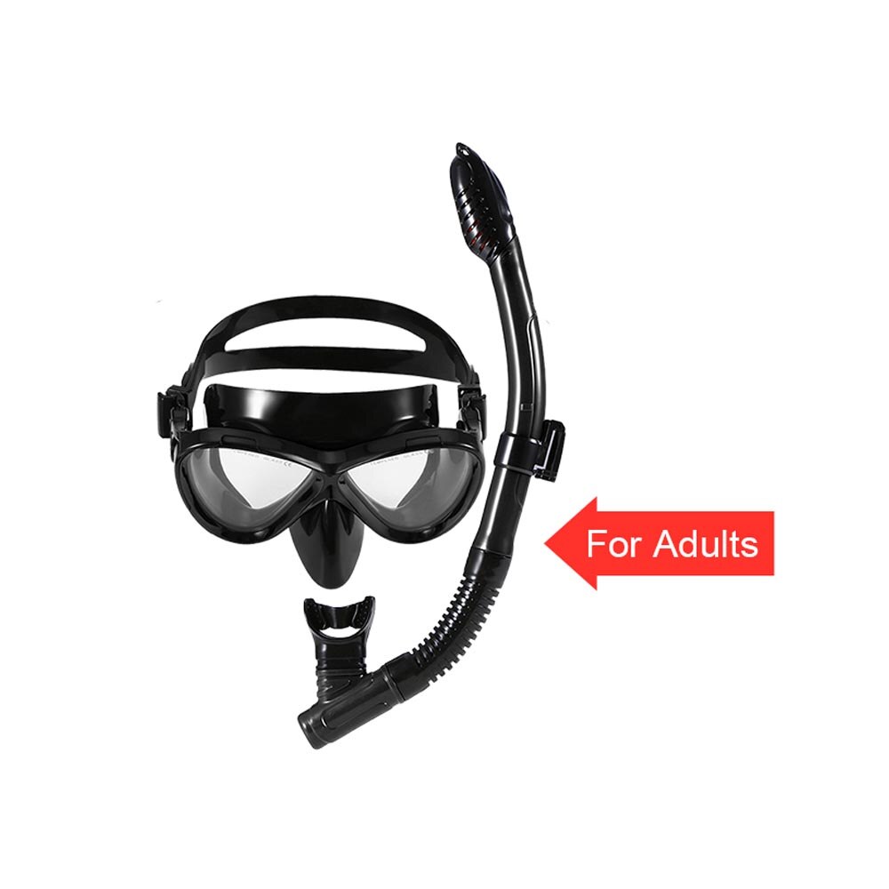 Kids Scuba Diving MaskTube Set Full-dry Snorkeling Mask Snorkeling Mask Goggles Swimming Glasses: black for adult