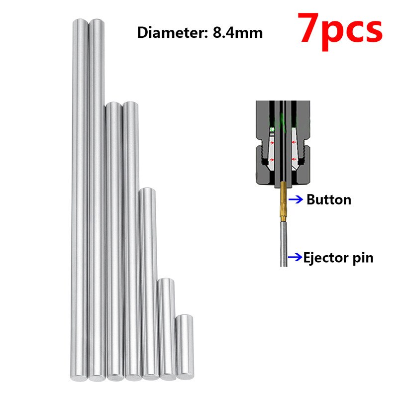 7pcs 8.4mm Ejector Pins Set Pushing Rifling Buttons High Hardness Full Specifications Machine Chucking Reamer Tools Accessories