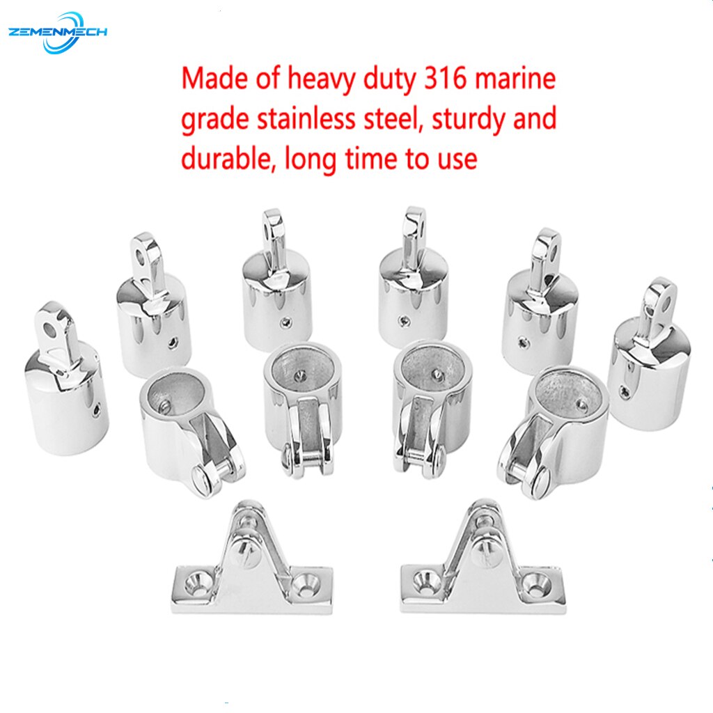 Accesorios para barcos, acero inoxidable 316 marinas de conjunto de herramientas, conjunto de bisagra de cubierta, mandíbula deslizante, ajuste de extremo de ojo, Bimini, 3 arcos, Universal, 12 Uds.