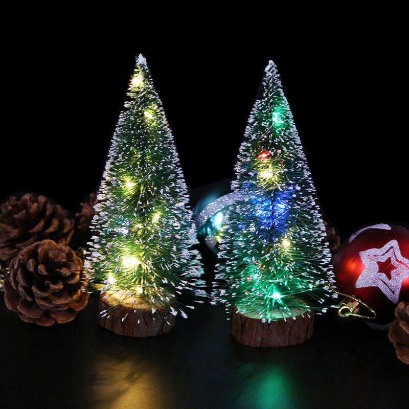 1pc Mini Kerstboom Kleine Ceder desktop Kerstboom LED Gloeiende Kerstboom voor Jaar Woondecoratie