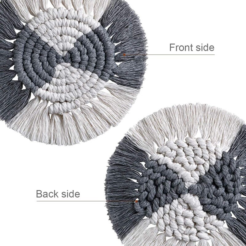 Sous-verres en macramé pour boissons, lot de 4 sous-verres ronds tissés absorbants avec glands, tapis de Protection thermique