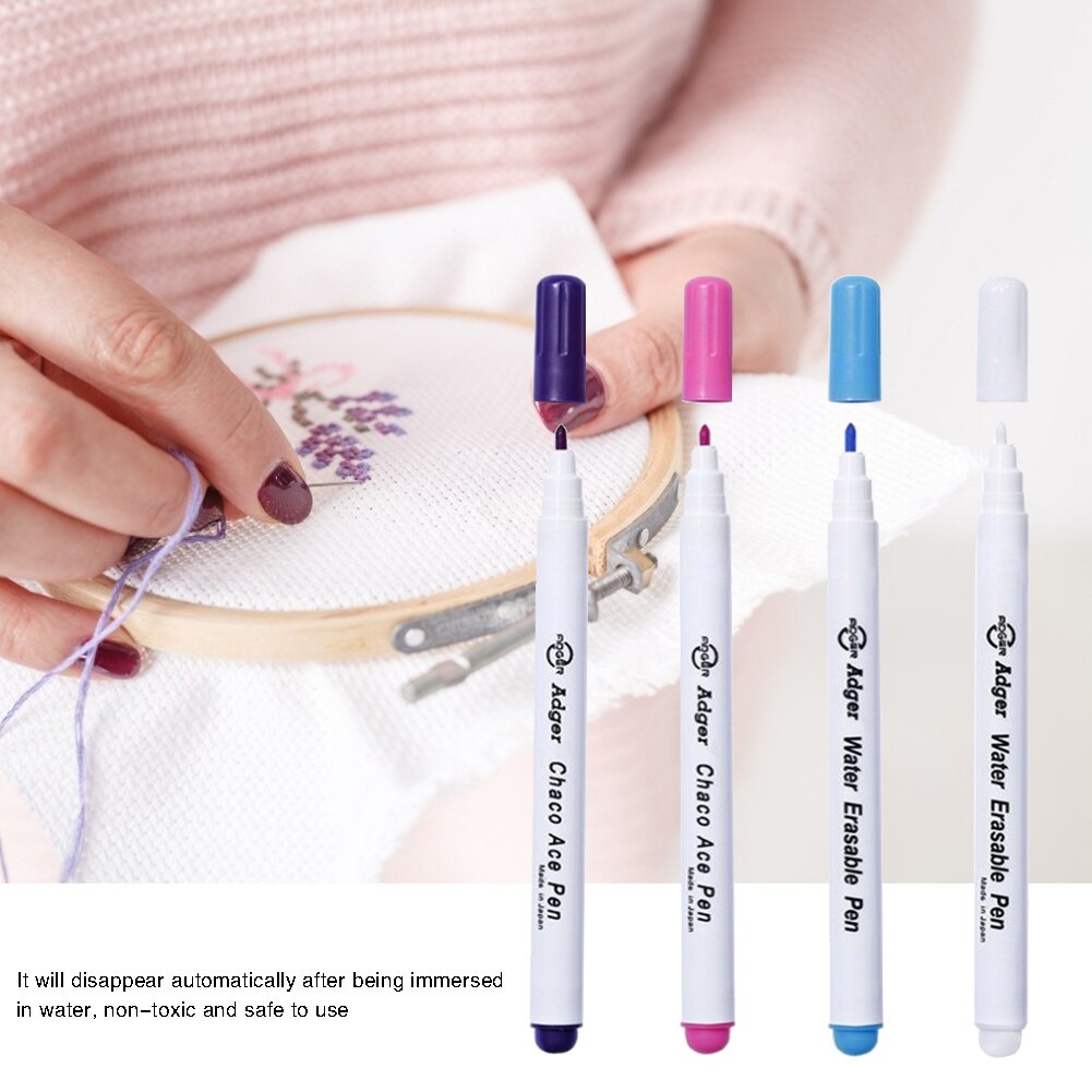 4Pcs Water Uitwisbare Pennen Stof Markering Potlood Grommet Inkt Oplosbare Markers Grommet Inkt Handwerken Patchwork Diy Naaien Gereedschap