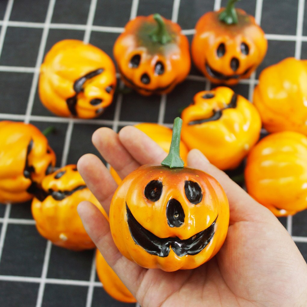 16pcs Artificial Pumpkin Foam Simulated Cute Mini Pumpkin Festival Halloween Party Garden Table Decor Ornament Craft Photo Prop