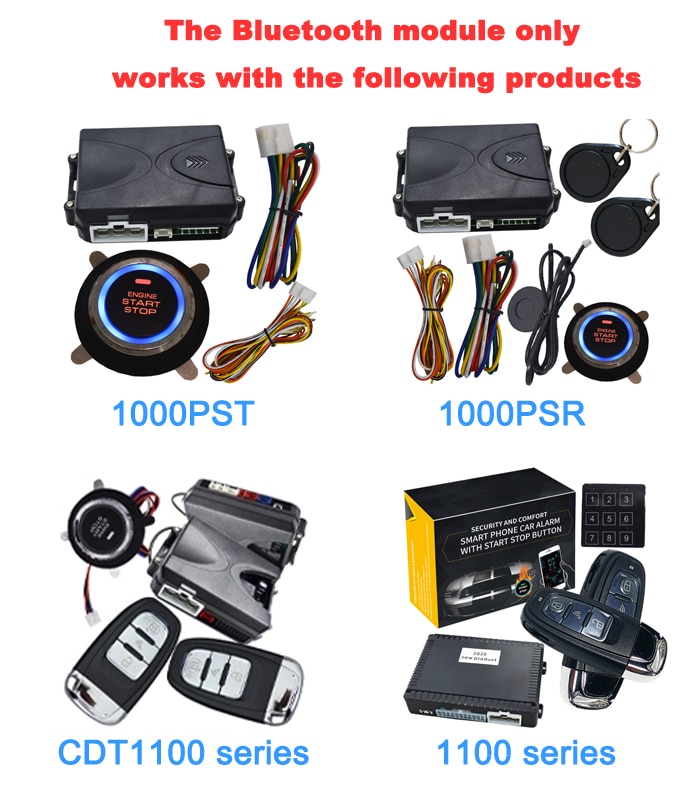 Cardot Mobiele Telefoon Controle Start Stop Motor Keyless Entry Systeem Bluetooth Module Auto Alarm Systeem