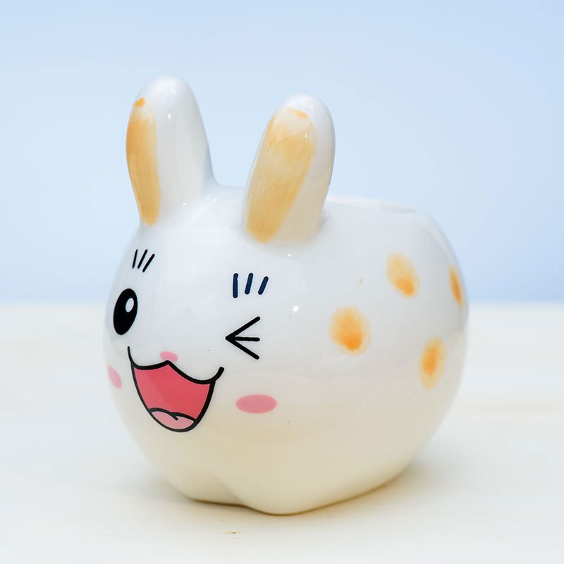 Petit pot de fleurs charnu en céramique, joli petit lapin, décoration de bureau, de bureau artisanaux: 03