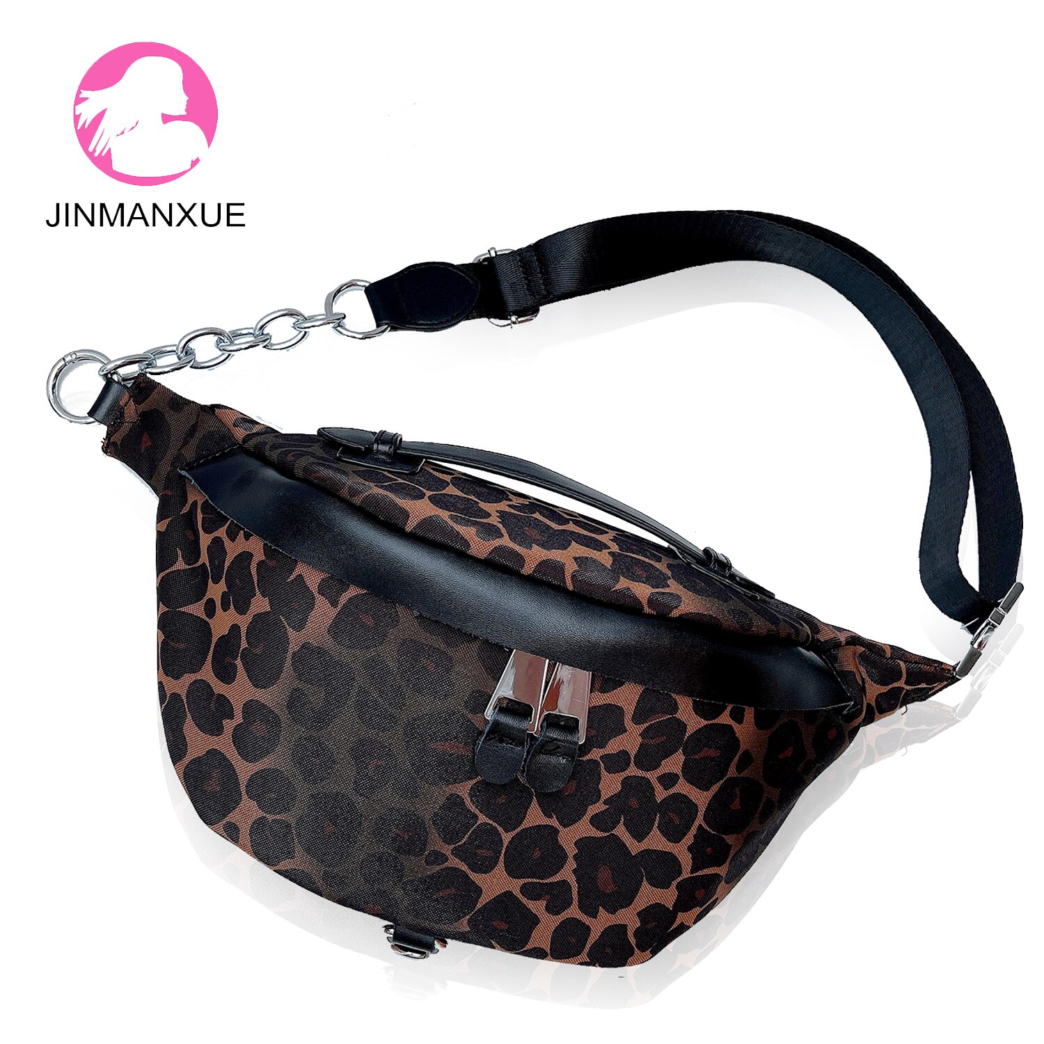 Minicabezal pequeño de para mujer, bolso cruzado con cinturón, a la , de leopardo, para el pecho