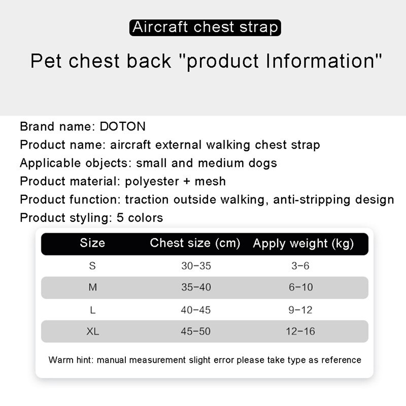 Aircraft Type Anti-leakage Breathable Small Dog Chest Harness Traction Rope Camisole Style Rope Walking Polyester + Mesh S-XL