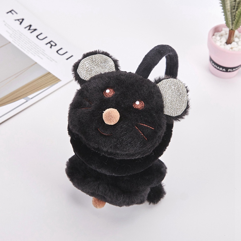 Orejeras de invierno para niños con lindo ratón accesorios para niños nuevos auriculares de de piel sintética orejeras de invierno: BK