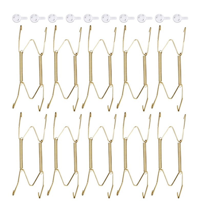 Lber 10 Pack Plate Hangers,10 Pack Muur Haken En 6 Inch Muur Plaat Hangers, compatibel 5 Tot 7 Inch Decoratieve Platen, Antieke: Default Title