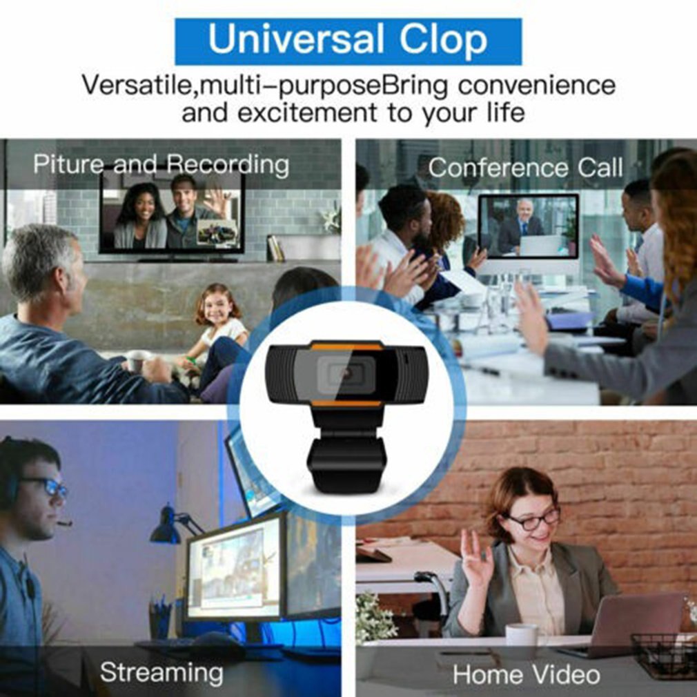 1080P HD Webcam with Mic Rotatable PC Desktop Web Camera Cam Mini Computer WebCamera Cam Video Recording Work In Stock
