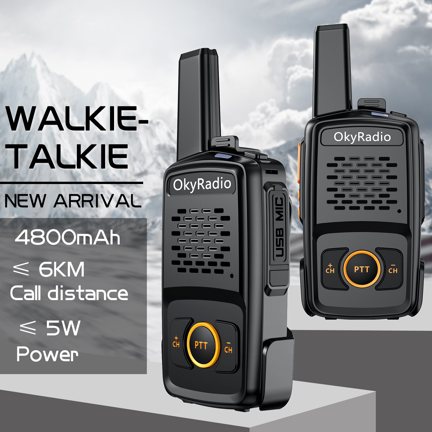 Walkie-talkie da lavoro 5w 6km chiamata 4800mAh walkie-talkie in tempo reale portatile impermeabile walkie-talkie forte Dropshipping anti-goccia