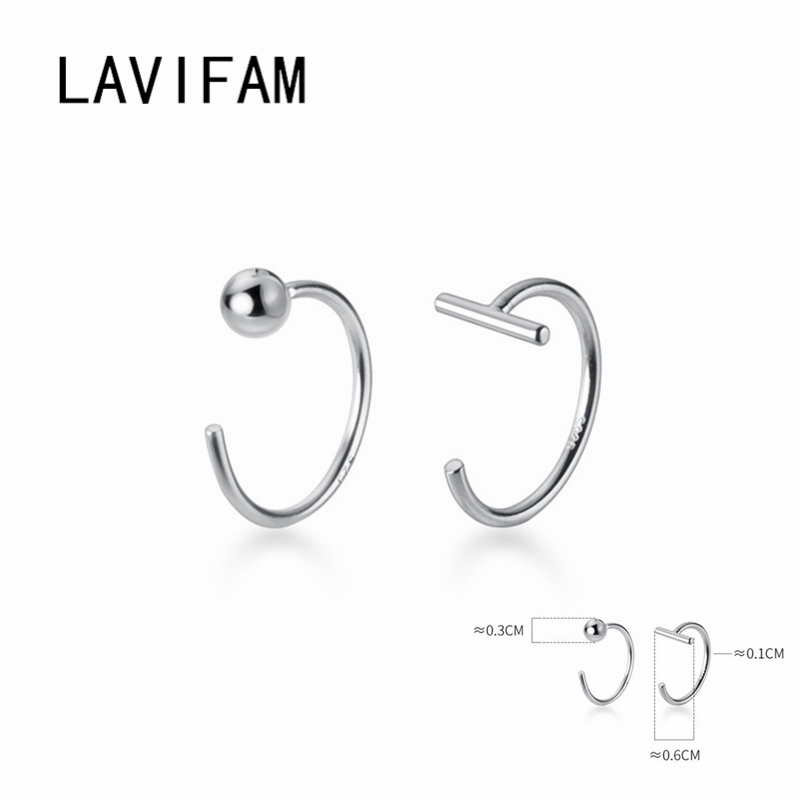 Lavifam 1 pair 925 sterling silver splitter geometric smooth thin hoop earrings for women small open huggies hoops ear piercing earrings