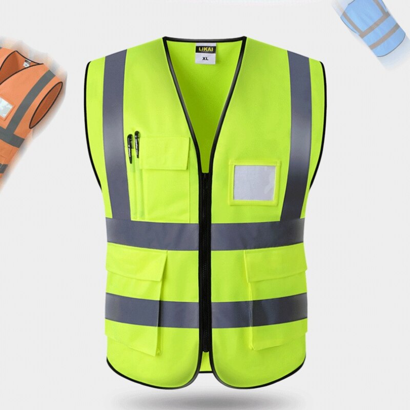 High Visibility Reflective Safety Vest Security Cycling Safety Clothing Work Reflective Vest Multi Pockets Workwear Waistcoa