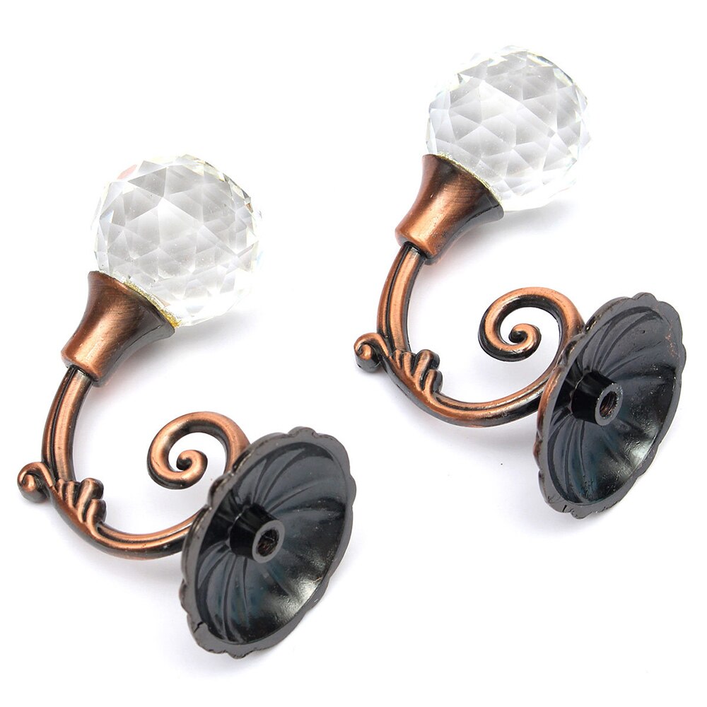 Ganchos grandes de Metal para cortina, ganchos de bola de cristal con borla para pared, soporte de suspensión, varillas de cortina, accesorios de almacenamiento para el hogar, 2 unids/par