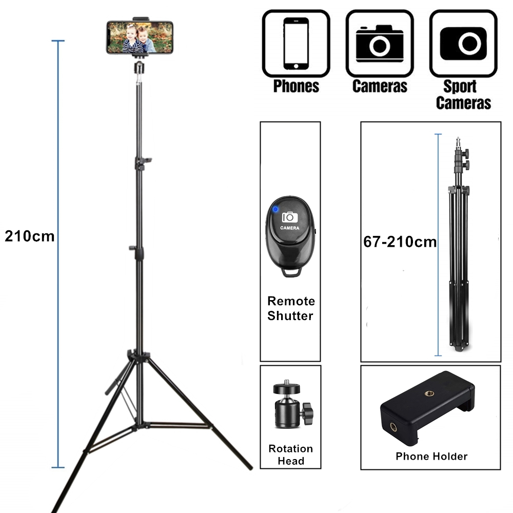 Stativ Für Mobile Stativ Für Telefon Smartphone Halter Für Telefon Stehen Selfie Stick Mobile Für Tik Tok Maske Vlogging Kit: 210cm Tripod