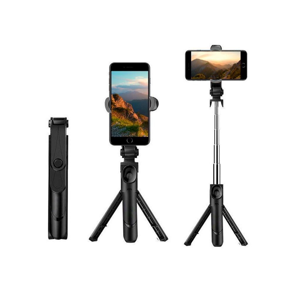 XT-09-Mini trípode/palo Selfie móvil, soporte de tamaño de viaje con Bluetooth, remoto, plegable, para viaje