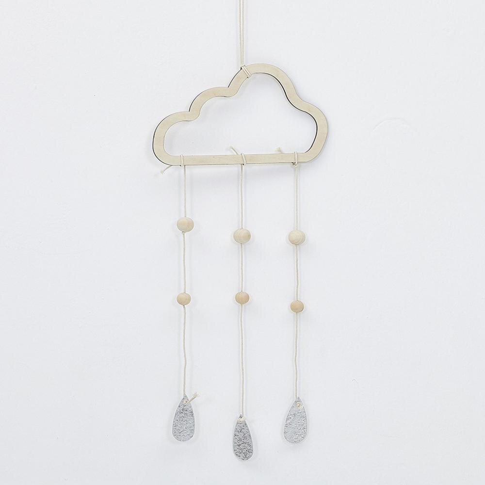 Pare-choc de décoration de chambre de bébé, Style nordique INS, pendentif de photographie en bois, nuage, étoile, goutte de pluie: cloud-gray