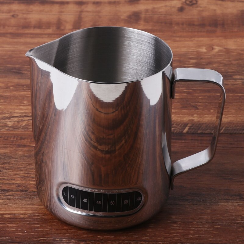 Stainless Steel Milk Frothing Jug Barista Coffee Pitcher With Thermometer 600ml Grandado