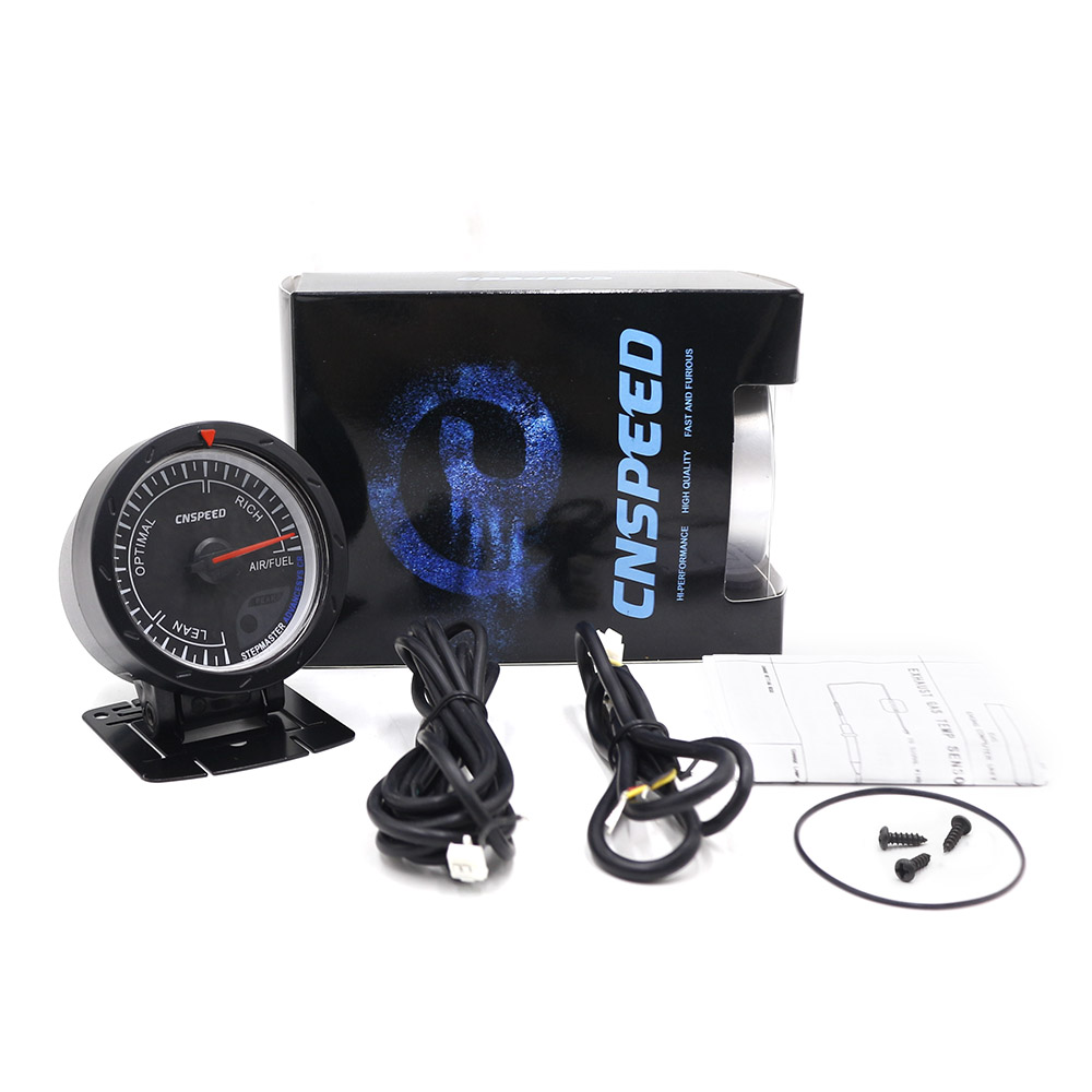 Medidor de relación aire-combustible CNSPEED 60MM 12V para coche Indicador de relación aire-combustible ligero rojo y blanco medidor de relación cara negra AFR YC101353