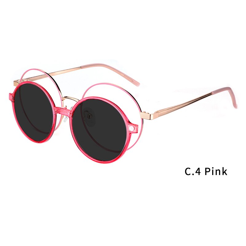 Ceofy Round Stylish Clip on Polarized Sunglasses Women Men Retro Brand Glasses Frame Magnetic Multifunction CD6816: CD6816C4