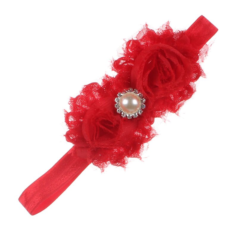 1 peça maya stepan headwrap flor floral bebê headwear meninas arco de cabelo hairband cabeça banda infantil recém-nascido arcos crianças rendas: Vermelho