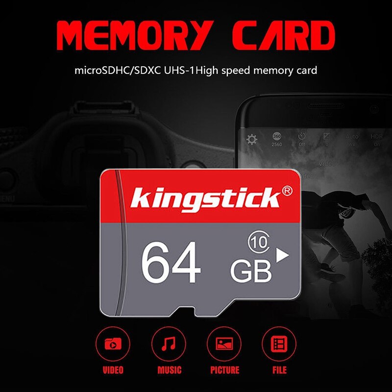 Kingstick MicroSD 64GB Speicher Karte Class10 TF Karte Blitz-speicher Microsd Karte mit Adapter