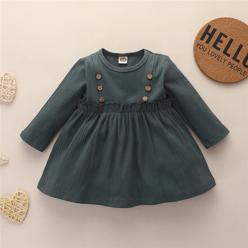 Baby Meisje Kleding Herfst Winter Meisjes Pasgeboren Kleding Katoen Effen A-lijn Prinses Jurk Vestidos Nina Gewaad Bebe Fille
